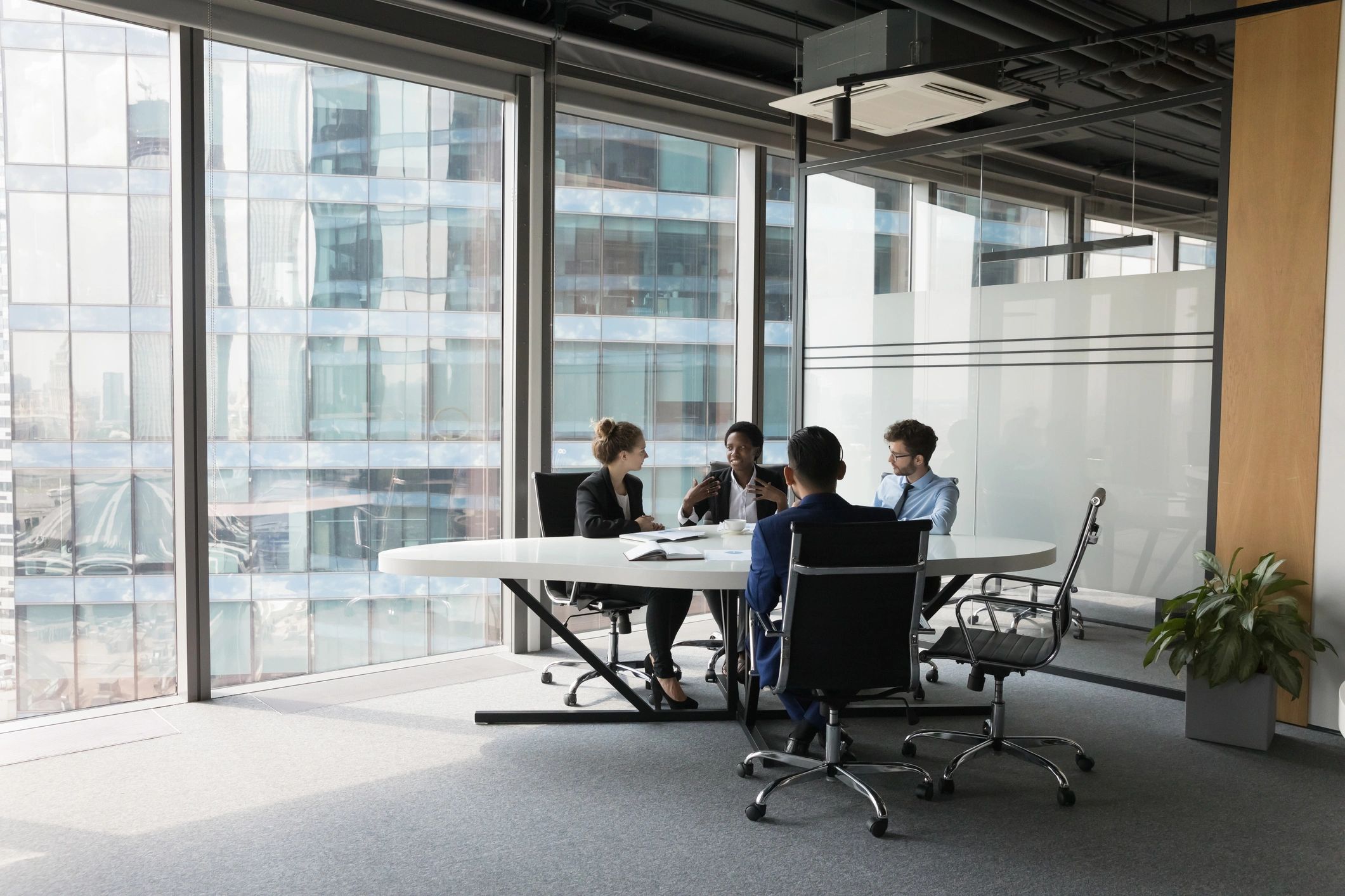 Professional workplace training session in a modern office